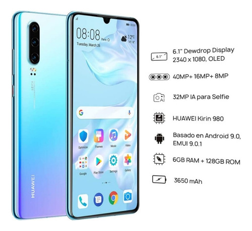Huawei P30 Dual Sim 128 Gb Blanco 6 Gb Ram