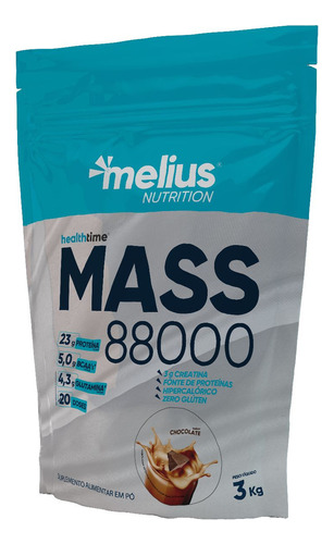 Suplemento Em Pó Melius - Mass 88000 Proteínas- Refil 3kg Sabor Chocolate