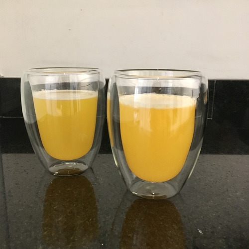 Imagem 2 de 10 de Jogo 2 Copos Vidro Parede Dupla 260ml