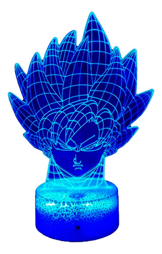 Lámpara 3d Cara Goku Ssy Dragon Ball B. Agrietada + Control