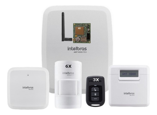 Kit Alarme Wifi Net 4g S Fio Amt 8000 Pro 6 Sensor Intelbras