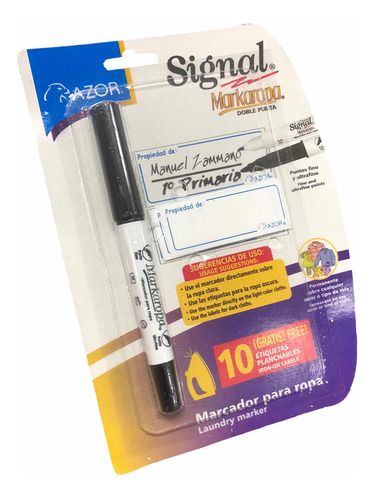 3x Marcador Azor Ropa Tela Doble Punta +10x Etiqueta Plancha