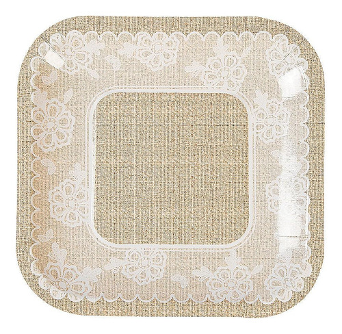 Fun Express Burlap & Lace Square Paper Dessert Plates - Sumi