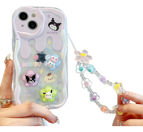 Funda Kuromi Gato Con Brazalete Anticaída Para iPhone + Kit 