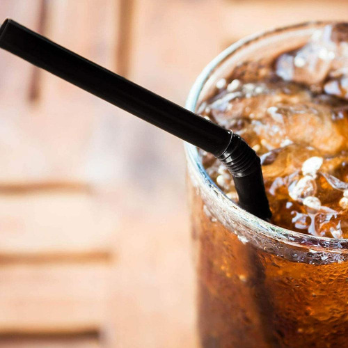 Pajitas De Plástico Negro Para Cocteles, Bebidas Y Vinos, 50