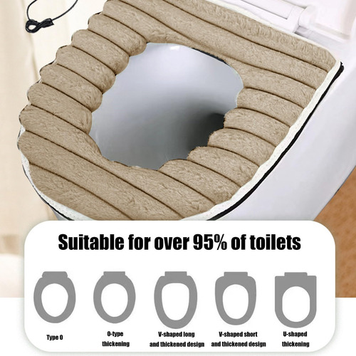 Funda De Asiento De Inodoro Calefaccionada Usb Felpa Suave Caqui Nombre Del Diseño