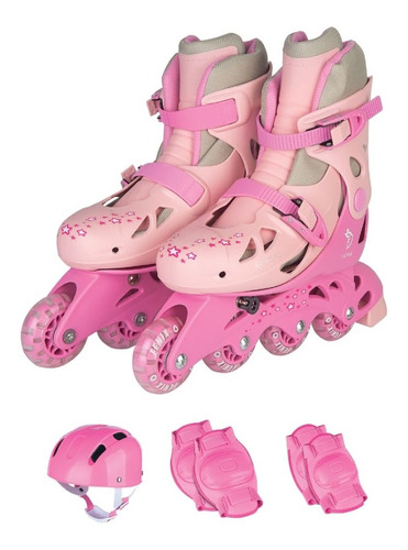 Patins Infantil  4 Rodas Fenix In Line Ajustável Rosa