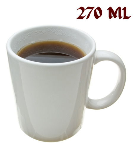 12canecas Pires Xicara Servir Bebidas Quentes Café Cha 270ml Branco Silindrico