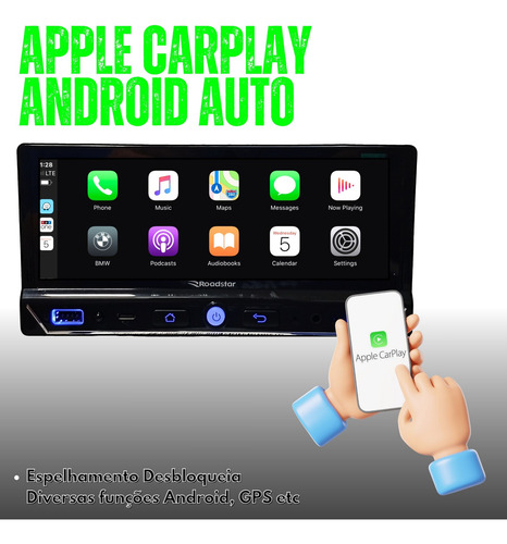 Central Multimídia 1din Mp5 Universal Bt Carplay Sem Fio