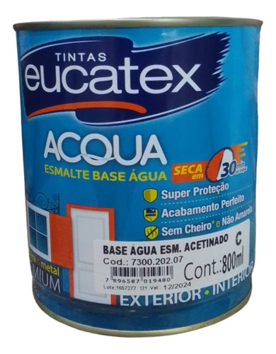 Esmalte Al Agua Eucatex Premium Blanco De 900 Ml