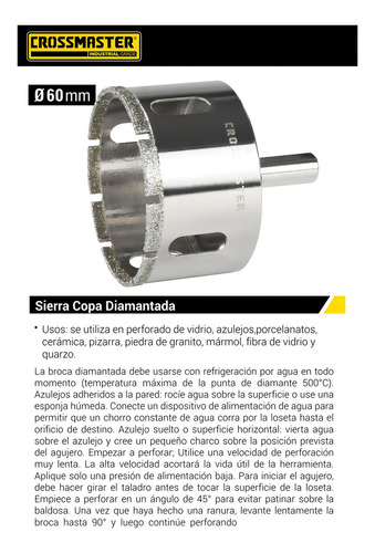 Sierra Copa Diamantada 60 Mm Porcelanato Crossmaster 9971493