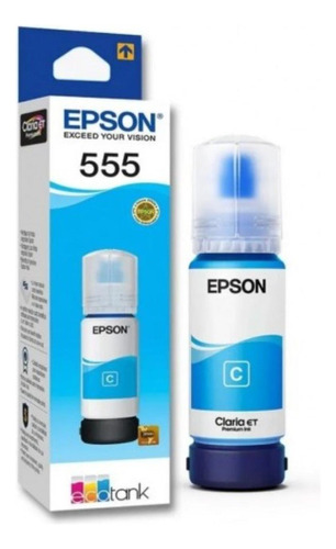 Botella De Tinta Cian Epson T555 L8160/l8180, 6300 Páginas, 