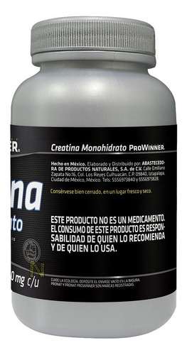 Imagen 2 de 8 de Creatina Monohidrato (150 Caps) Prowinner