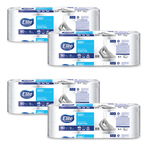 4 Elite Papel Higiénico Bobina 180m 12 Rollos Ab55335957