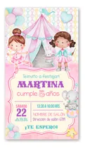 Comprar Tarjeta Invitación Cumpleaños Digital Circo Niña 2 Formatos