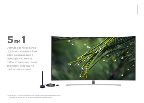 Antena Digital Aquário 5 Em 1 Vhf Uhf Fm Hdtv 4k - Dtv100p