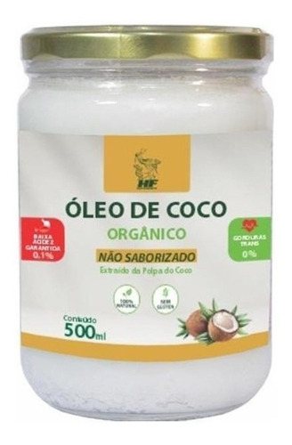 Imagem 1 de 2 de Oleo De Coco 500ml Orgânico Sem Sabor Hf Suplements 