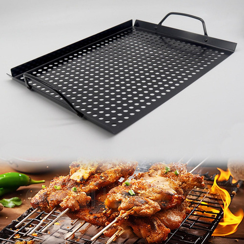 Plato Para Parrilla De Barbacoa, Sartén Con Agujeros,