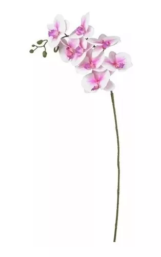 Galho Orquídea Flor Branca E Rosa Artificial 55cm Toque Real
