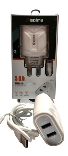 Cargador Usb Micro Usb V8 Solma 2 Salidas 2.1 Amp