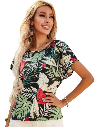 Blusa Elegante De Estampado Floral Multicolor