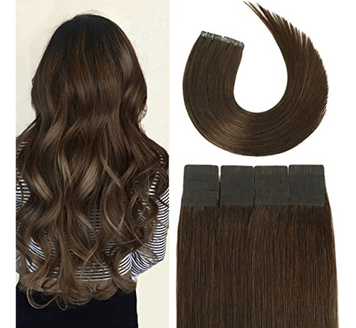 Cinta En Extensiones De Pelo 4 Chocolate Marrón 100% Q58ry