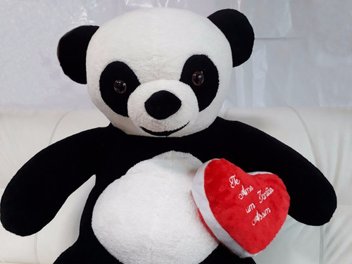 Urso Panda Grande Pelúcia Gigante 120cm + Coração Amor Love