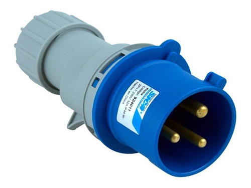 Ficha Industrial Acople Macho 2p+tierra 32a 230vca Ip44 Color Azul