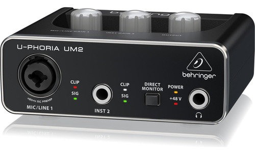 Interfaz de audio Behringer U-Phoria UM2 negra