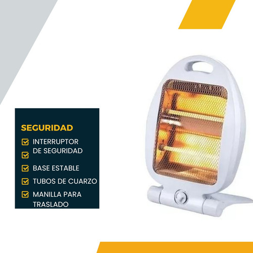 Calefactor Estufa Cuarzo 800w Sistema Seguridad Bajo Consumo