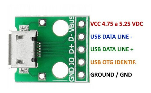 Módulo Conector Micro Usb Fêmea Dip Protoboard Fonte Arduino