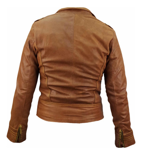Chamarra Cruzada De Piel Para Dama Modelo Vanessa Biker