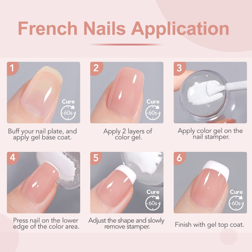Set De Manicura Francesa Gaoy, Sellador De Uñas Con 2 Esmalt