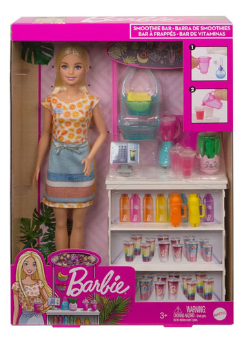 Barbie Puesto De Smoothies Muñeca Rubia Con Accesorios Matte