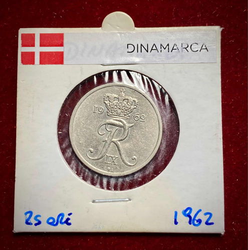 Moneda 25 Ore Dinamarca 1962 Km 850