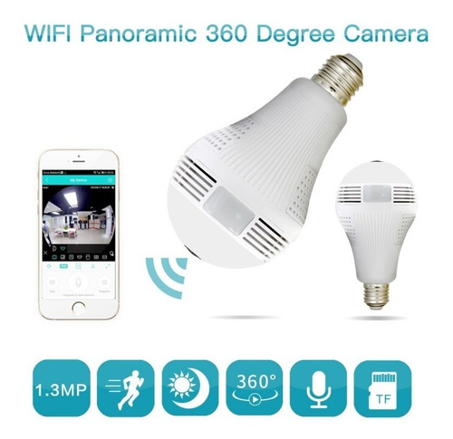 Imagen 2 de 10 de Foco Led Y Camara Ip Wifi Hd 360° Ojo Pez Ver En Tiempo Real