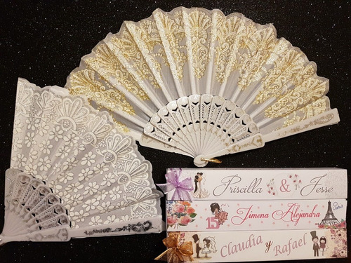 100abanicos Elegantes Cajita Personalizada Recuerdos Boda Xv