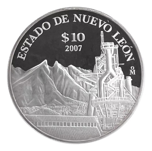 Moneda $10 Pesos Estado Nuevo León 2da Fase 2007 Plata Proof