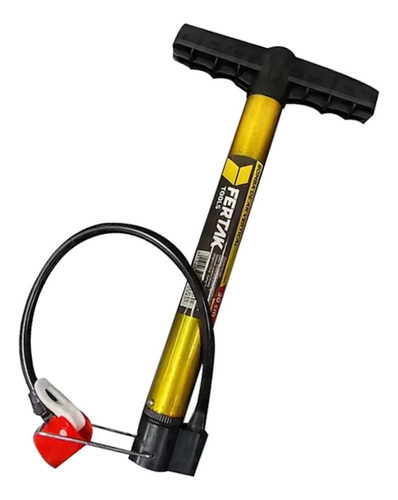 Bomba De Encher Pneu De Bicicleta Bomba Bike Portátil Fertak Cor Amarelo