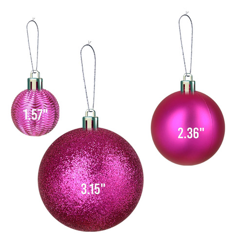Juego De Adornos Para Navidad Prextex, Rosa, 36pcs