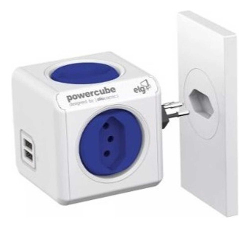 Adaptador Tomadas Power Cube Bivolt 4t 2 Usb Original Elg