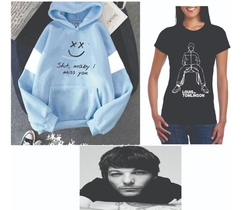 Sudadera Azul Playera Negra Y Cojin De Louis Tomlinson