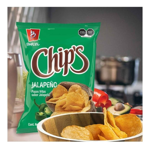 2 Bolsas 140g Papas Fritas Chips Verdes Jalapeño Botanas