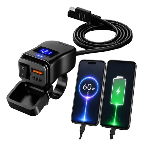 Carregador De Celular Para Moto Usb 30 Turbo Prova Dagua
