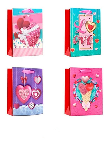 Bolsa De Regalo Corazones 12x30x39cm