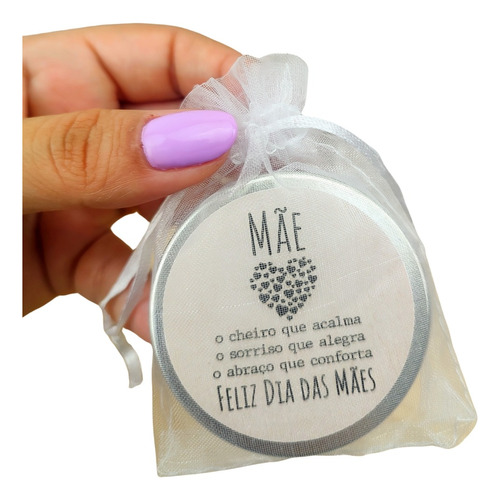 10 Lembranca Dias Das Maes Vela Perfumada Latinha Organza