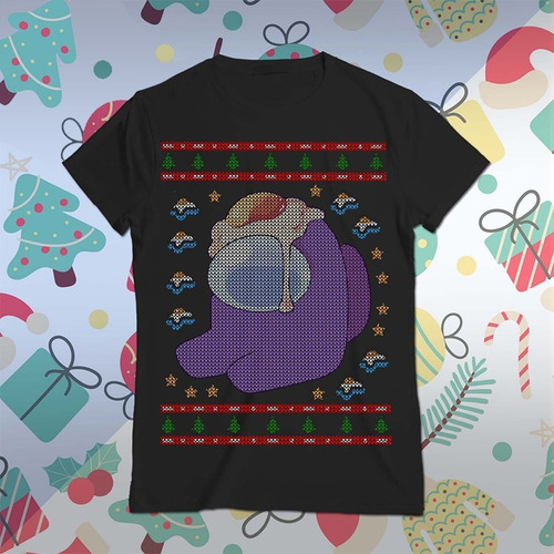 Pack Vectores Amongus Navidad Estiló Bordado Suéter