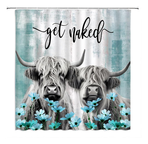 Get Naked Highland - Cortina De Ducha Con Diseño De Vaca, Gr