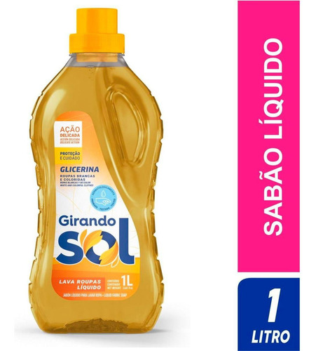 Kit C/ 4 Lava-roupas Liquido 1l Glicerina Girando Sol