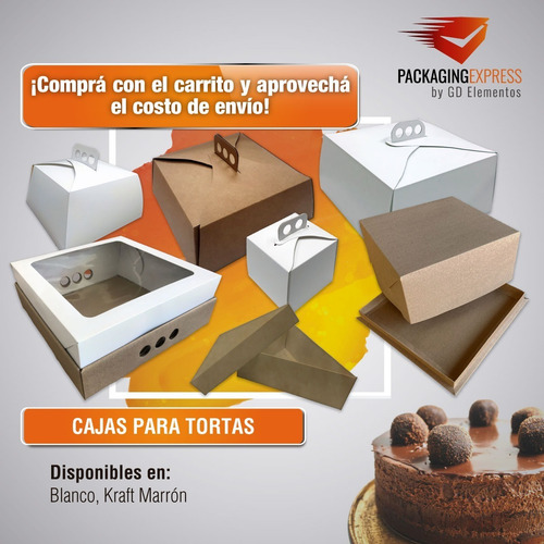 Cajas Para Tortas Chicas Tartas 21x21x11 Pack X 25 U